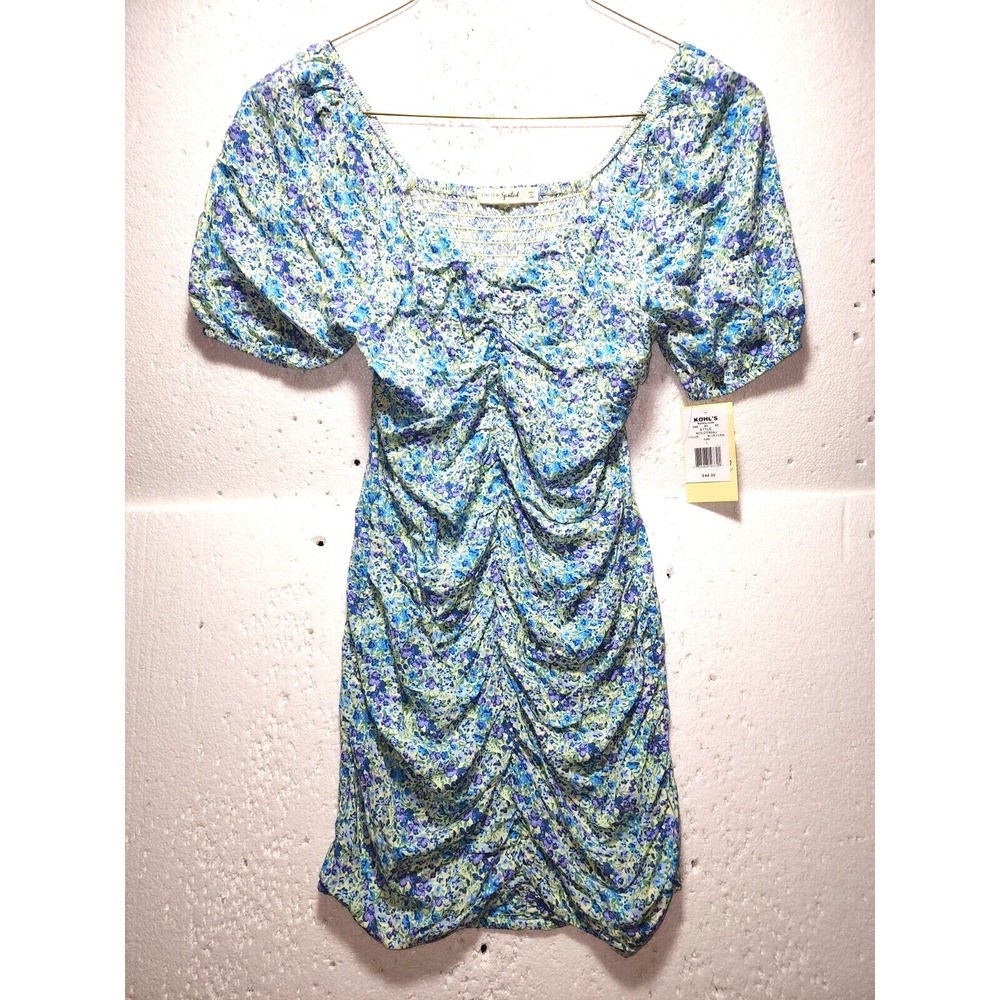 Live To Be Spoiled Dress Womens Large Green Blue Floral  New With Defects